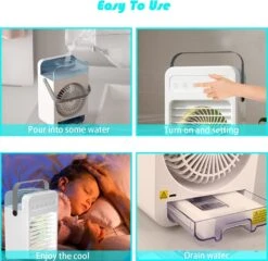 Portable Air Conditioner, 120°Oscillating Evaporative Personal Air Cooler With 4 Speeds Rainbow LED Light,2 Spray Humidify,2/4/6H Timer,600ml Tank,Low Noise, Desktop Office, Home, Bedroom, Dormitory -Appliantrix Cheap Store 71rougGCQL. AC SL1500