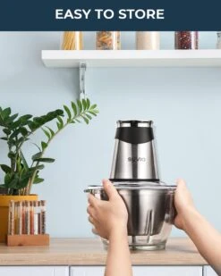 Syvio Food Processors With 2 Bowls, Meat Grinder 4 Bi-Level Blades, Mini Electric Food Chopper 400W, For Baby Food, Meat, Onion, Vegetables, 2 Speed, 8 Cup And 5 Cup 15 Syvio Food Processors With 2 Bowls, Meat Grinder 4 Bi-Level Blades, Mini Electric Food Chopper 400W, For Baby Food, Meat, Onion, Vegetables, 2 Speed, 8 Cup And 5 Cup -Appliantrix Cheap Store 71tHnwe72uL. AC SL1500