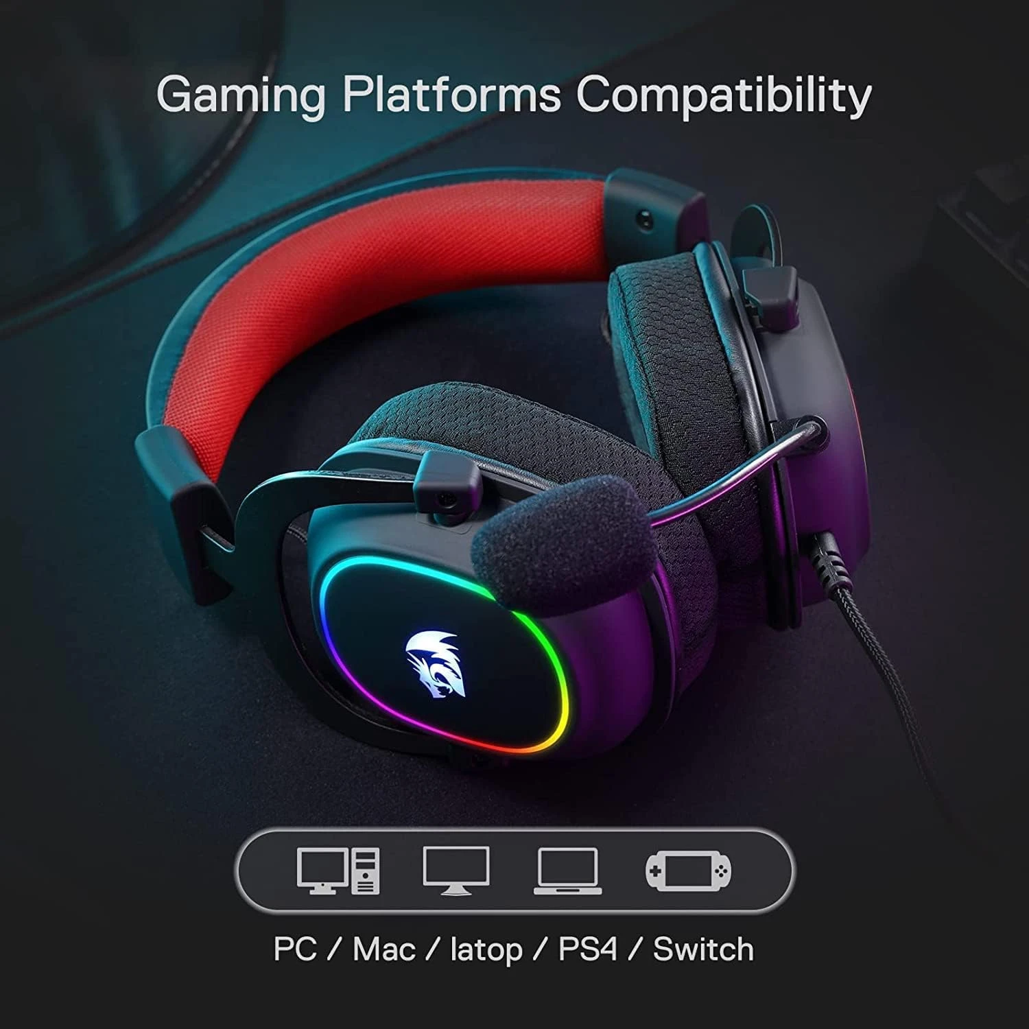 Redragon H510 Zeus-X RGB Wired Gaming Headset - 7.1 Surround Sound - 53MM Audio Drivers In Memory Foam Ear Pads W/Durable Fabric Cover- Multi Platforms Headphone - USB Powered For PC/PS4/NS 7 Redragon H510 Zeus-X RGB Wired Gaming Headset - 7.1 Surround Sound - 53MM Audio Drivers In Memory Foam Ear Pads W/Durable Fabric Cover- Multi Platforms Headphone - USB Powered For PC/PS4/NS - Image 7