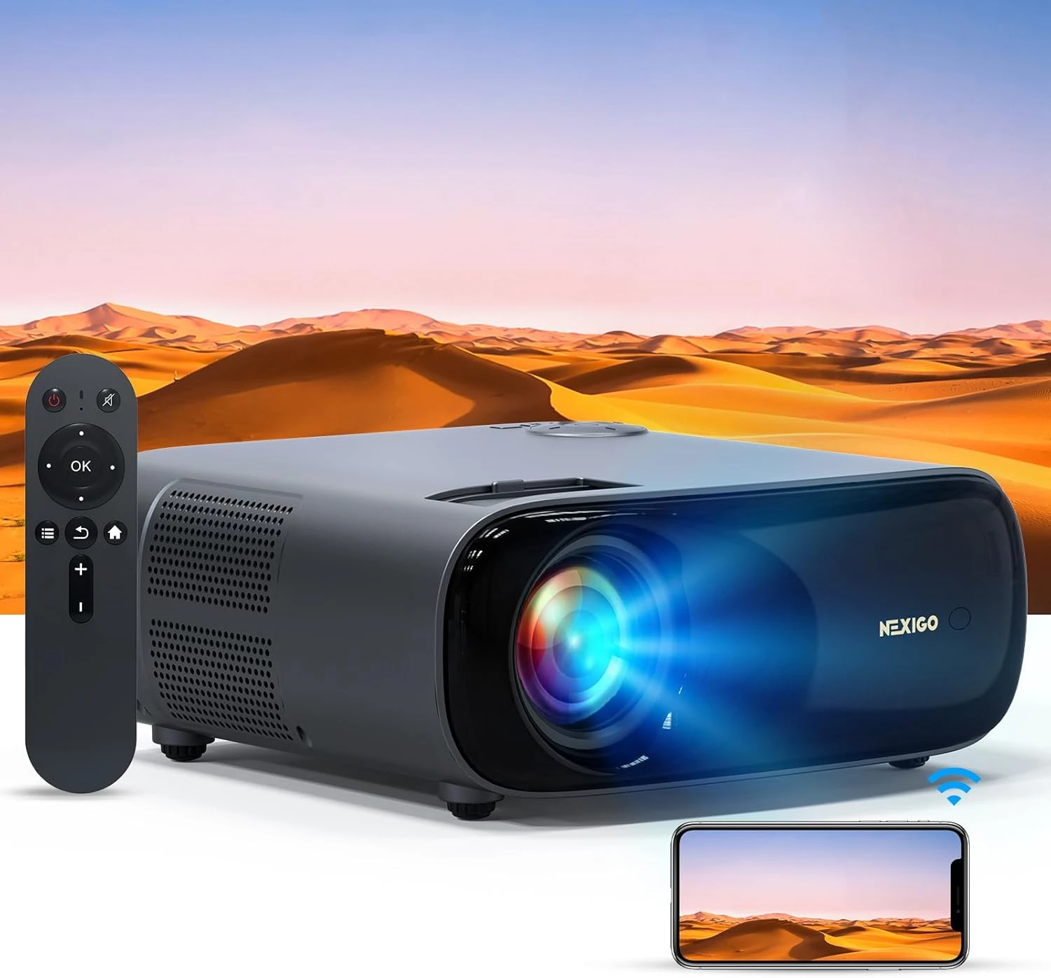 NexiGo PJ40 Projector With WiFi And Bluetooth, Native 1080P, 4K Supported, Projector For Outdoor Movies, 300 Inch, Zoomable, 20W Speakers, Home Theater, Compatible W/TV Stick, IOS, Android (Black) 1 NexiGo PJ40 Projector With WiFi And Bluetooth, Native 1080P, 4K Supported, Projector For Outdoor Movies, 300 Inch, Zoomable, 20W Speakers, Home Theater, Compatible W/TV Stick, IOS, Android (Black)