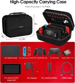 Ivoler Carrying Storage Case For Nintendo Switch/For Switch OLED Model (2021),Portable Travel All Protective Hard Messenger Bag Soft Lining 18Games For Switch Console Pro Controller Accessories Black -Appliantrix Cheap Store 71ufIQ1Jo3L. AC SL1500