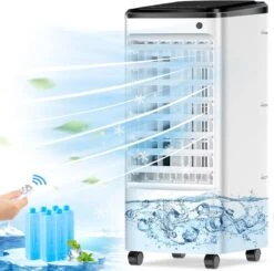 Portable Air Conditioners,[ 2023 Newest]3 IN 1Air Conditioner Portable For Room,65° Oscillation Swamp Cooler With 3 Wind Speeds,4 Modes, 6 Ice Packs,12H Timer,Remote,Portable AC For Home Office