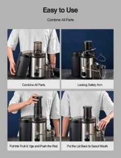 Qcen Juicer Machine, 500W Centrifugal Juicer Extractor With Wide Mouth 3” Feed Chute For Fruit Vegetable, Easy To Clean, Stainless Steel, BPA-free (Black) -Appliantrix Cheap Store 71ujoqpf5FL. AC SL1500