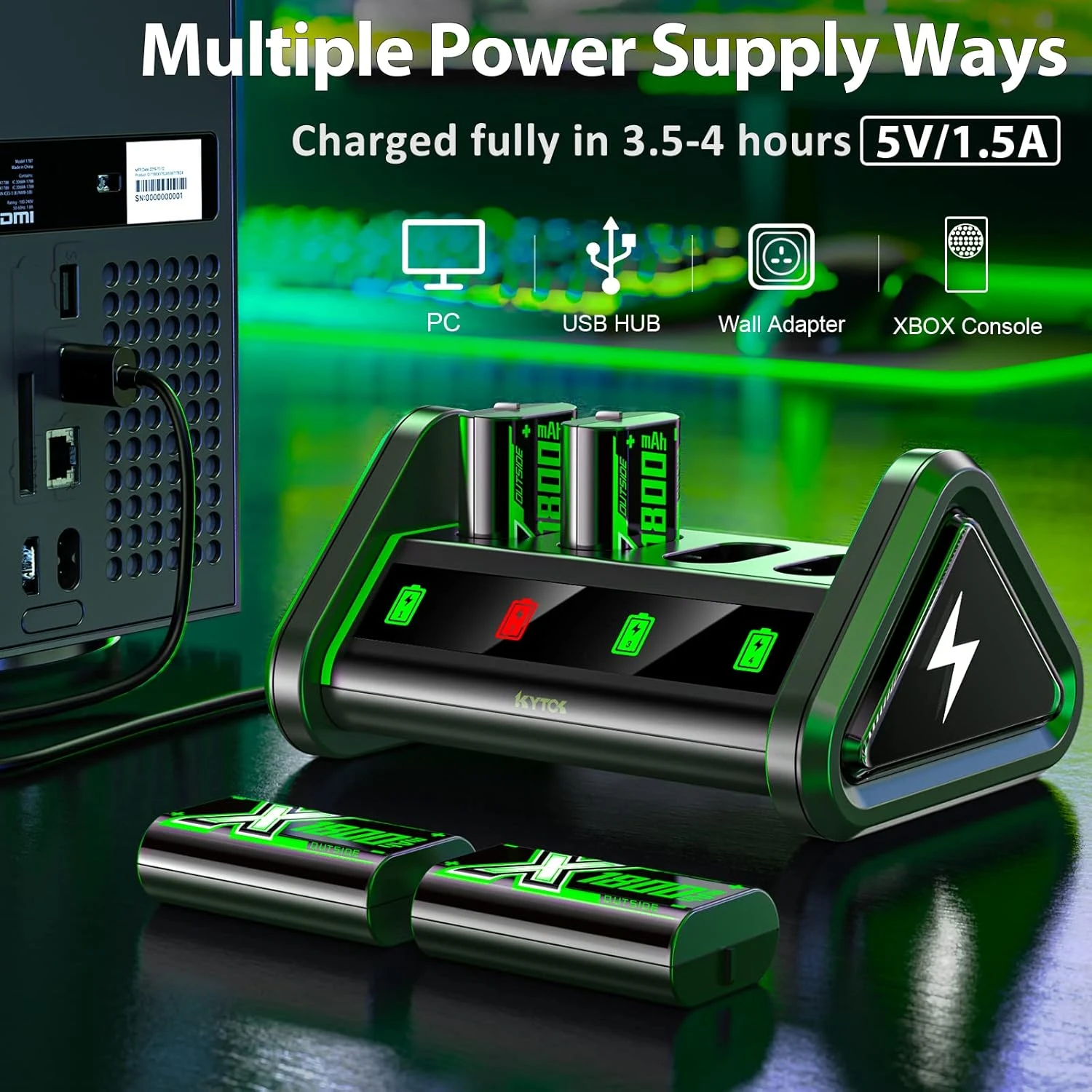 Kytok Rechargeable Battery Pack, Battery Charger Compatible With Xbox One/Series X|S/Xbox Elite Controller, 4 X 1800 MAh Controller Battery Pack Replacement For Xbox Series X|S/Xbox One Controller 6 Kytok Rechargeable Battery Pack, Battery Charger Compatible With Xbox One/Series X|S/Xbox Elite Controller, 4 X 1800 MAh Controller Battery Pack Replacement For Xbox Series X|S/Xbox One Controller - Image 6