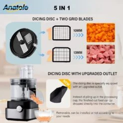Anatole Commercial Food Processor 20-Cup Electric Vegetable Dicer Chopper 600W 5 In 1 Professional Veggie Shredder Grater Multifunctional Meat Grinder Blender With 5 Stainless Steel Blades 9 Anatole Commercial Food Processor 20-Cup Electric Vegetable Dicer Chopper 600W 5 In 1 Professional Veggie Shredder Grater Multifunctional Meat Grinder Blender With 5 Stainless Steel Blades -Appliantrix Cheap Store 71x5SK43RDL. AC SL1500
