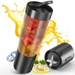 Portable Blender, Owaylon Personal Size Blender For Shakes And Smoothies With 6 Ultra Sharp Blades, 16 Oz Mini Blender USB Rechargeable Magnetic For Travel/Picnic/Office/Gym(Black)