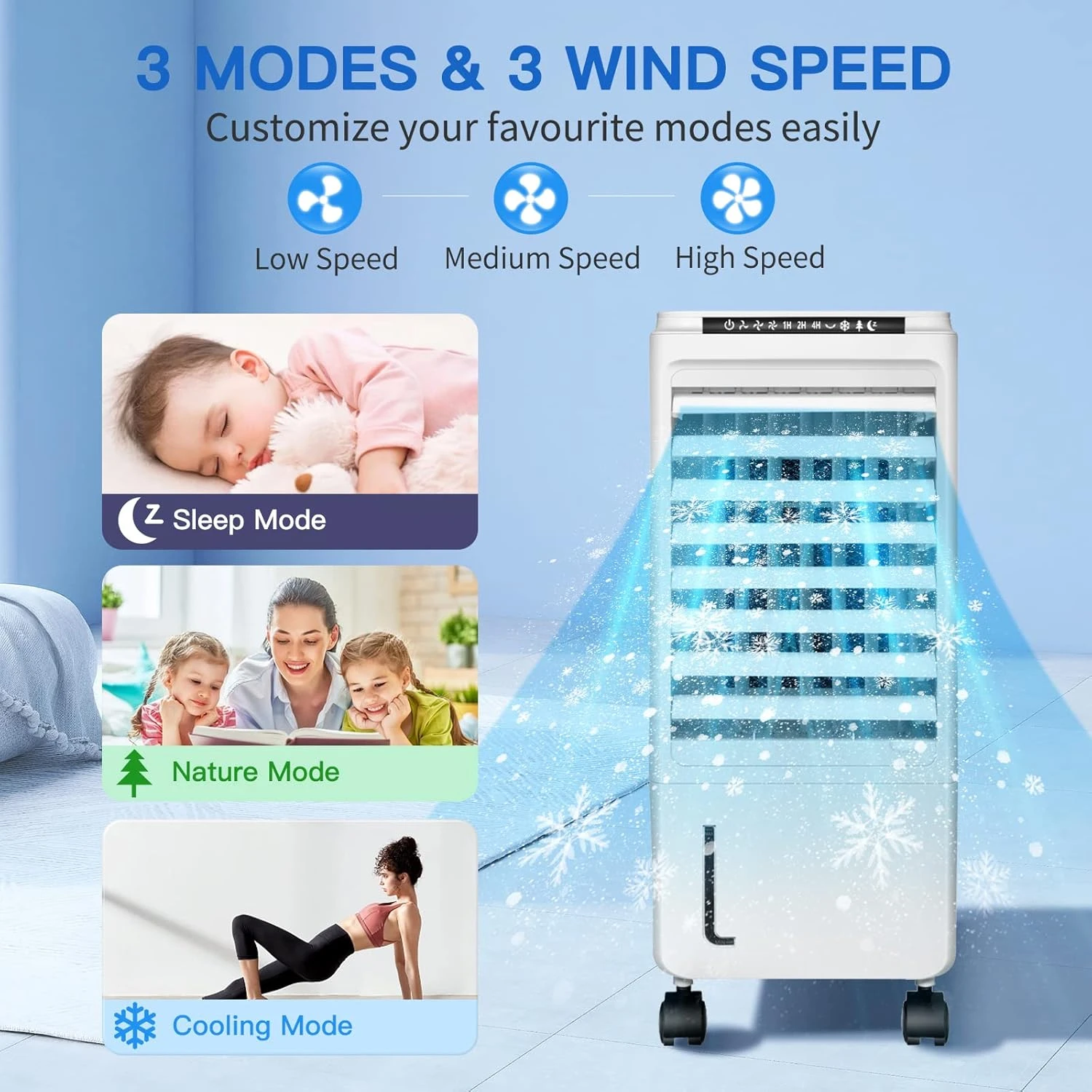 Portable Air Conditioners, 3-IN-1 Evaporative Air Cooler, Windowless Swamp Cooler W/ 3 Modes & 3 Speeds, Remote, 65° Oscillation, 1.85 Gal Water Tank, Air Conditioner Portable For Room Home Office 3 Portable Air Conditioners, 3-IN-1 Evaporative Air Cooler, Windowless Swamp Cooler W/ 3 Modes & 3 Speeds, Remote, 65° Oscillation, 1.85 Gal Water Tank, Air Conditioner Portable For Room Home Office - Image 3