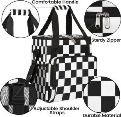 Cfpolar Coffee Maker Carrying Bag Black White Checkerboard Plaid Travel Coffee Machine Bag Carrying Organizer Case Portable Single Serve Coffee Brewer Tote Bag Storage Bag For Camping Picnic -Appliantrix Cheap Store 71yEz2 P1dL. AC SL1200