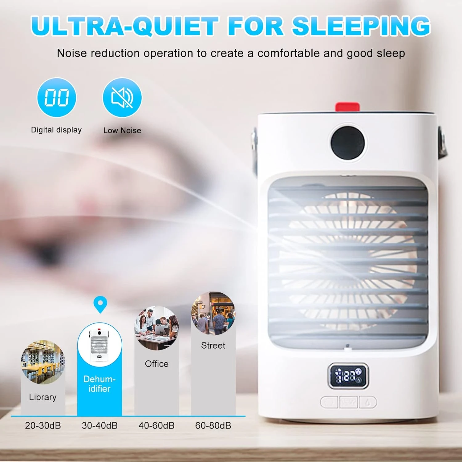 Portable Air Conditioner, Mini AC Unit Small Personal Evaporative Air Cooler, 7 Colors Light 3 Speeds, Quiet Humidifier Fan For Bedroom, Office, Car, Camping, Desk 4 Portable Air Conditioner, Mini AC Unit Small Personal Evaporative Air Cooler, 7 Colors Light 3 Speeds, Quiet Humidifier Fan For Bedroom, Office, Car, Camping, Desk - Image 4