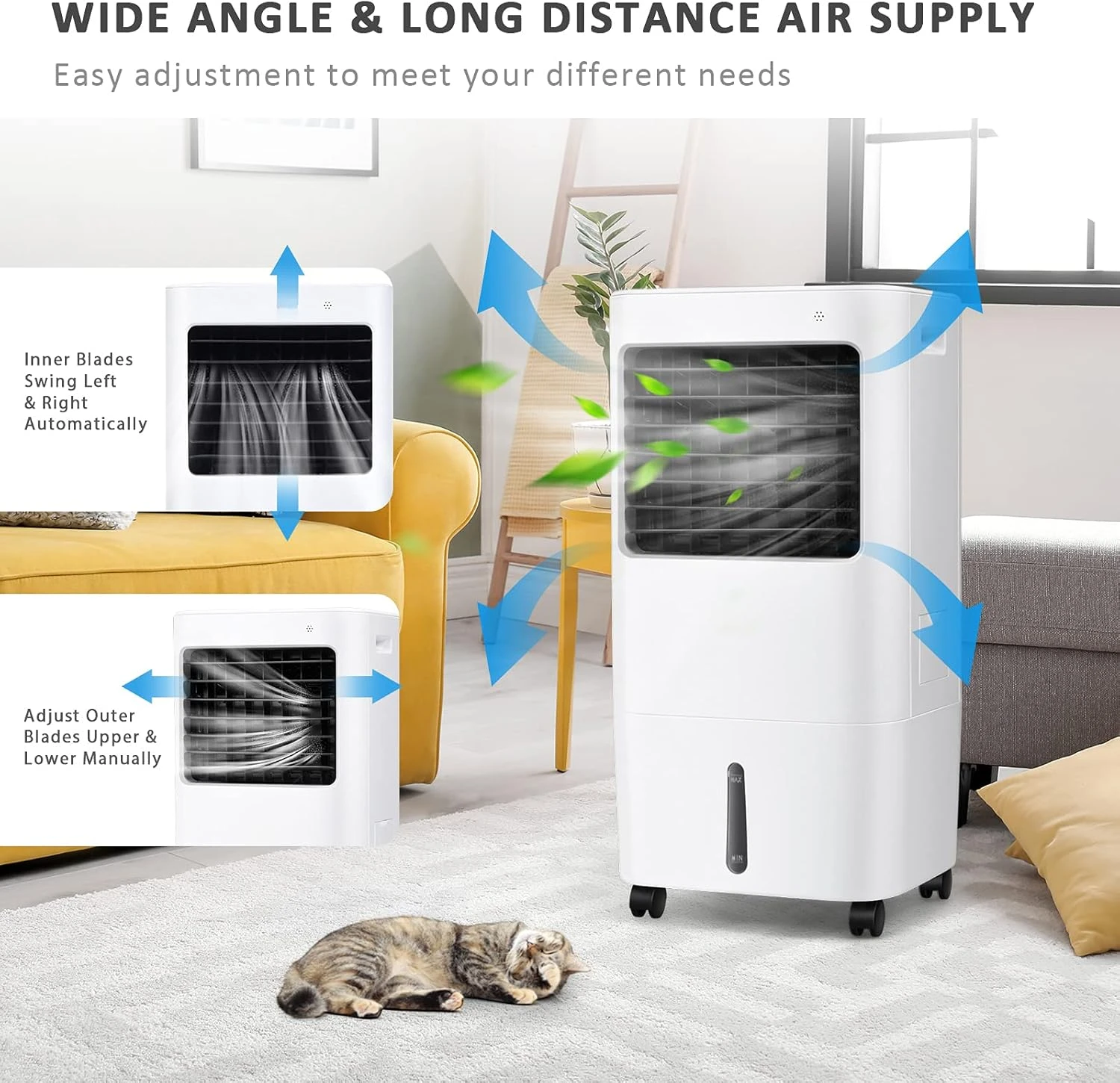 GOFLAME Evaporative Air Cooler, 3-in-1 Portable Air Cooling Fan With Remote Control, 5.3 Gal Water Tank, 2 Ice Packs, 7.5H Timer, Air Humidifier With 4 Speeds & 3 Wind Modes For Home, Office 4 GOFLAME Evaporative Air Cooler, 3-in-1 Portable Air Cooling Fan With Remote Control, 5.3 Gal Water Tank, 2 Ice Packs, 7.5H Timer, Air Humidifier With 4 Speeds & 3 Wind Modes For Home, Office - Image 4