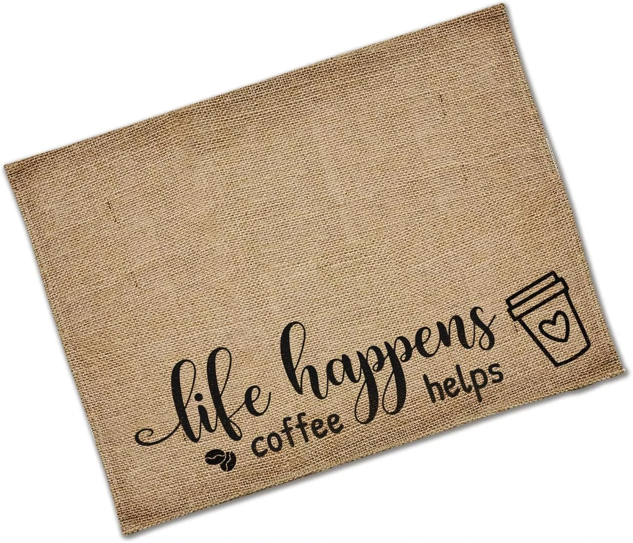 Funny Waterproof Coffee Bar Mat - Life Happens Coffee Helps, Farmhouse Burlap Coffee Bar Placemat With Fabric Backing Coffee Maker, Coffee Station Accessories Decor Coffee Lovers Gift 1 Funny Waterproof Coffee Bar Mat - Life Happens Coffee Helps, Farmhouse Burlap Coffee Bar Placemat With Fabric Backing Coffee Maker, Coffee Station Accessories Decor Coffee Lovers Gift