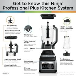 Ninja BN801 Professional Plus Kitchen System, 1400 WP, 5 Functions For Smoothies, Chopping, Dough & More With Auto IQ, 72-oz.* Blender Pitcher, 64-oz. Processor Bowl, (2) 24-oz. To-Go Cups, Grey 22 Ninja BN801 Professional Plus Kitchen System, 1400 WP, 5 Functions For Smoothies, Chopping, Dough & More With Auto IQ, 72-oz.* Blender Pitcher, 64-oz. Processor Bowl, (2) 24-oz. To-Go Cups, Grey -Appliantrix Cheap Store 811hlQ8NzL. AC SL1500
