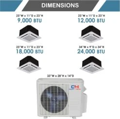 Dual 2 Zone Ductless Mini Split Ceiling Cassette Air Conditioner Heat Pump 9000 12000 -Appliantrix Cheap Store 812TbrtqGxL. AC SL1500