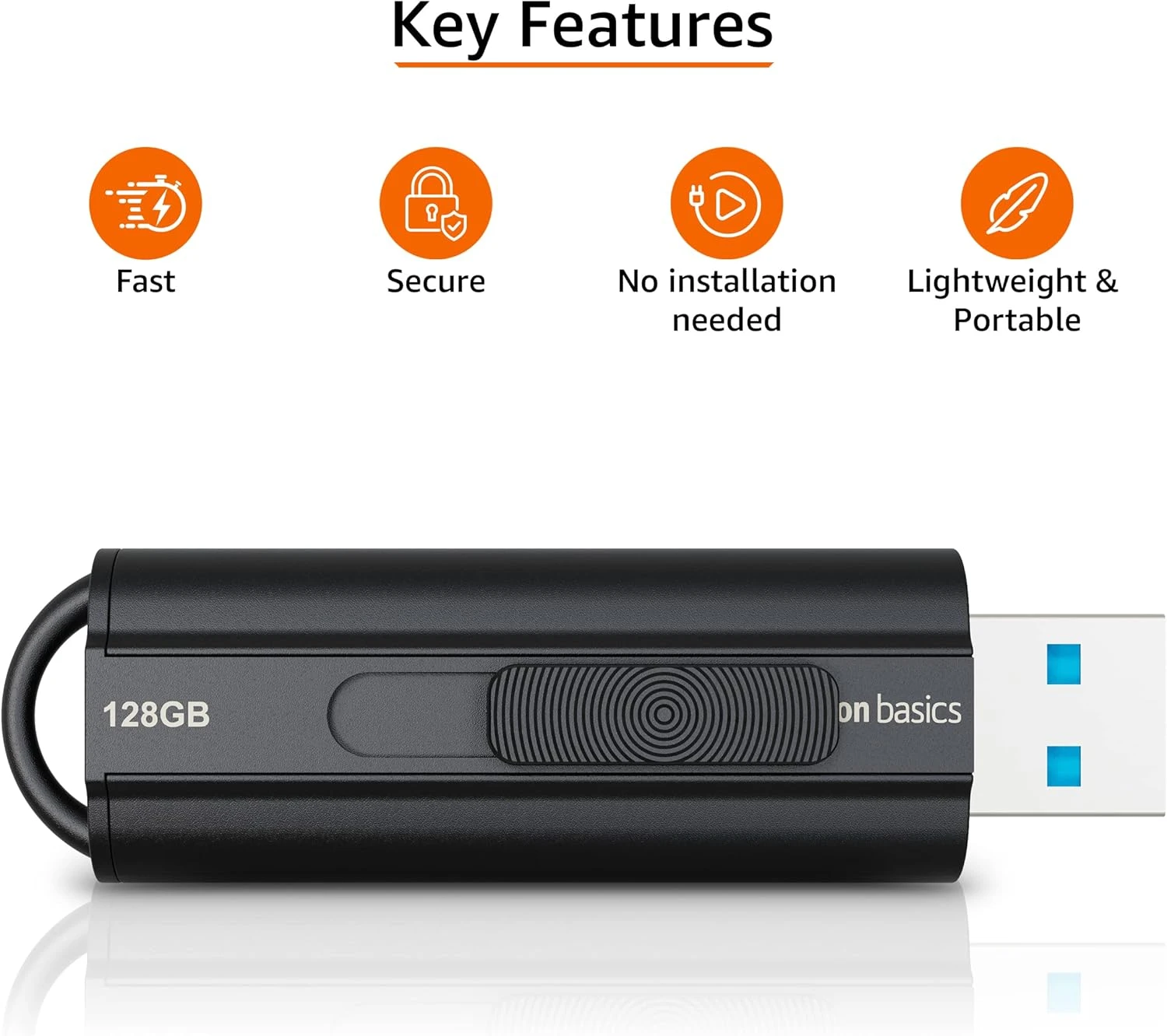 Amazon Basics 128GB Ultra Fast USB 3.1 Flash Drive, Black 2 Amazon Basics 128GB Ultra Fast USB 3.1 Flash Drive, Black - Image 2
