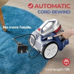 PINETAN Bagless Cyclone Canister Vacuum Cleaner, With Cyclone Filtration, Lightweight Design & Powerful Suction, Multi-Surface Cleaning Nozzle And Automatic Cord Rewind - Ocean Blue, UC612 12 PINETAN Bagless Cyclone Canister Vacuum Cleaner, With Cyclone Filtration, Lightweight Design & Powerful Suction, Multi-Surface Cleaning Nozzle And Automatic Cord Rewind - Ocean Blue, UC612 -Appliantrix Cheap Store 816FMw49IBL. AC SL1500