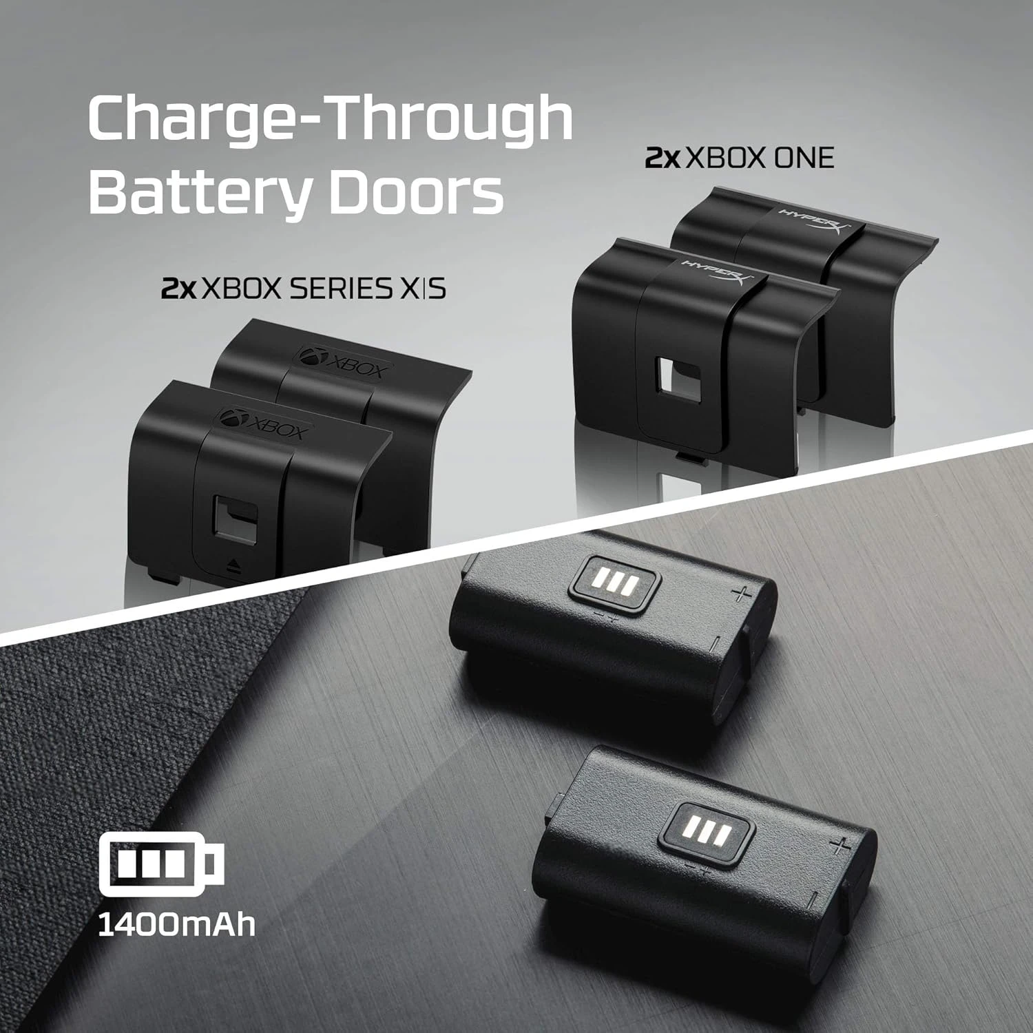 HyperX ChargePlay Duo - Charging Station For Xbox Series X|S And Xbox One Wireless Controllers, Includes Two 1400mAh Rechargeable Battery Packs And Additional Battery Doors 5 HyperX ChargePlay Duo - Charging Station For Xbox Series X|S And Xbox One Wireless Controllers, Includes Two 1400mAh Rechargeable Battery Packs And Additional Battery Doors - Image 5