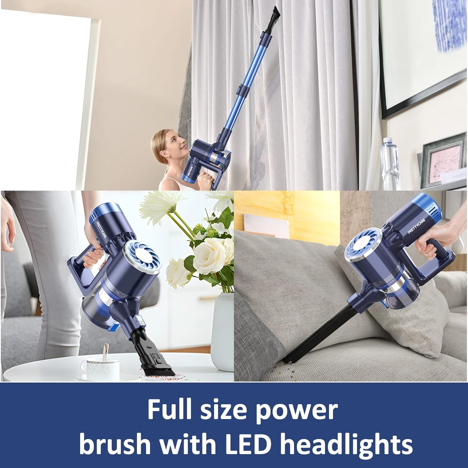 PRETTYCARE Cordless Vacuum Cleaner, 30Kpa Powerful Stick Vacuum With Brushless Motor, LED Touch Display, 45 Min Long Runtime Detachable Battery, Self-Standing Lightweight Vacuum, P3 6 PRETTYCARE Cordless Vacuum Cleaner, 30Kpa Powerful Stick Vacuum With Brushless Motor, LED Touch Display, 45 Min Long Runtime Detachable Battery, Self-Standing Lightweight Vacuum, P3 - Image 6