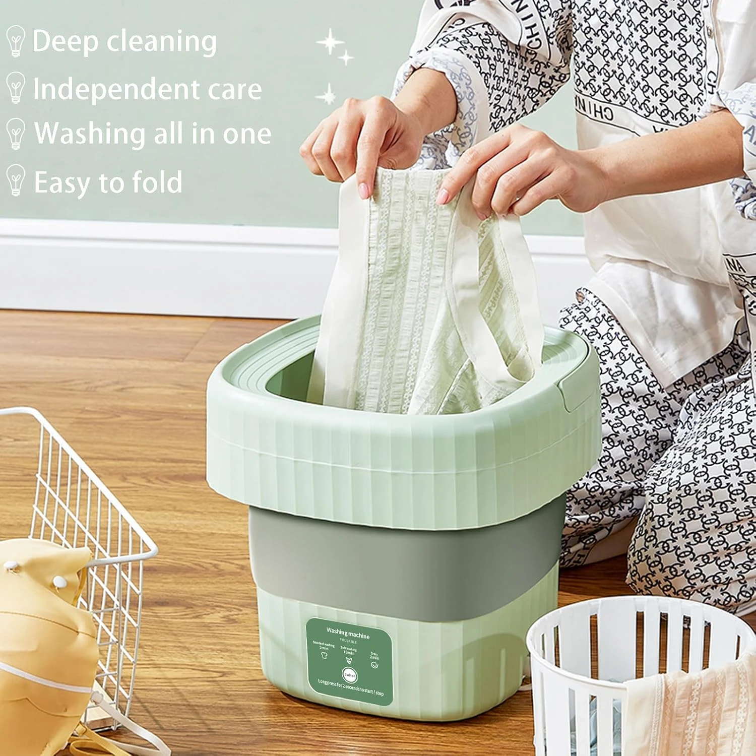 Portable Washing Machine, 6L Foldable Mini Washing Machine, Small Washer Machine For Baby Clothes,Underwear,Small Items,Travel,RV,Camping,Home Or Apartments Laundry Used 2 Portable Washing Machine, 6L Foldable Mini Washing Machine, Small Washer Machine For Baby Clothes,Underwear,Small Items,Travel,RV,Camping,Home Or Apartments Laundry Used - Image 2