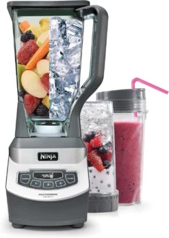 Ninja BL660 Professional Compact Smoothie & Food Processing Blender, 1100-Watts, 3 Functions -for Frozen Drinks, Smoothies, Sauces, More, 72-oz.* Pitcher, (2) 16-oz. To-Go Cups & Spout Lids, Gray
