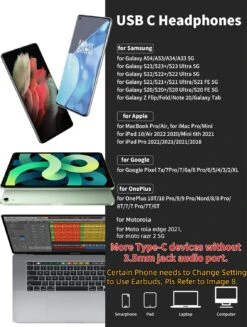USB C Headphones Magnetic Earbuds Noise Canceling In-Ear Wired Earphone + Type C To A Adapter For IPad 10 Pro For Samsung A53 A54 S23 S22 S21 S20 Galaxy Z Flip 5 Fold 4 3 Computer Laptop Desktop Zoom -Appliantrix Cheap Store 81CDFVdtROL. AC SL1500