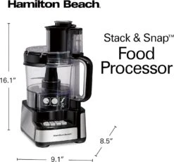 Hamilton Beach Stack & Snap Food Processor And Vegetable Chopper, BPA Free, Stainless Steel Blades, 12 Cup Bowl, 2-Speed 450 Watt Motor, Black (70725A) -Appliantrix Cheap Store 81CpnEdYv1L. AC SL1500