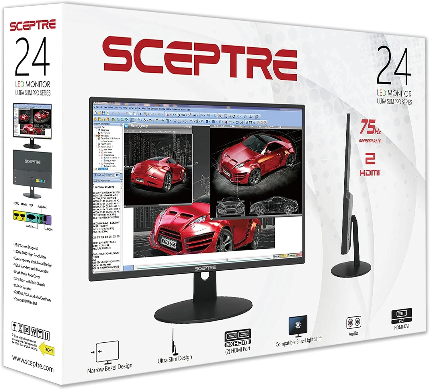 Sceptre 24-inch Professional Thin 1080p LED Monitor 99% SRGB 2x HDMI VGA Build-in Speakers, Machine Black (E248W-19203R Series) 10 Sceptre 24-inch Professional Thin 1080p LED Monitor 99% SRGB 2x HDMI VGA Build-in Speakers, Machine Black (E248W-19203R Series) - Image 10