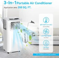 Portable Air Conditioners, 8500 BTU Portable AC Uint With Dehumidifier & Fan Mode For Room Up To 350 Sq.Ft, 3-in-1 Room Air Conditioner With Remote, 24Hrs Timer, Installation Kit For Home Office -Appliantrix Cheap Store 81LcXgj328L. AC SL1500