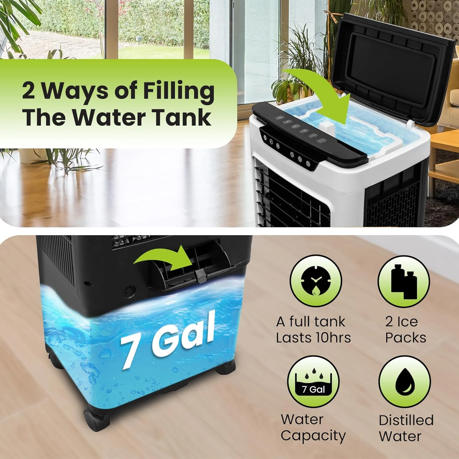 Gorilla Gadgets Premium Indoor Air Cooler 1,100 Sq Ft / 5300 CFM, Portable & Modern Design, Wind Oscillation, 9.6 Gallon Water Tank, 4 Caster Wheels, Remote Included (LBW-6500RC) 5 Gorilla Gadgets Premium Indoor Air Cooler 1,100 Sq Ft / 5300 CFM, Portable & Modern Design, Wind Oscillation, 9.6 Gallon Water Tank, 4 Caster Wheels, Remote Included (LBW-6500RC) - Image 5