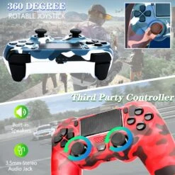 PGYFDAL 2 Pack Wireless Controller For PS4/Pro/PC, Gamepad With USB Cable/1000mAh Battery/Dual Vibration/6-Axis Motion Sensor/3.5mm Audio Jack/Multi Touch Pad/Share Button (Red And Blue) -Appliantrix Cheap Store 81NTIDPyBSL. AC SL1500