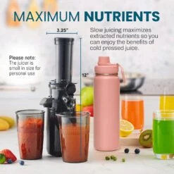Elite Gourmet EJX600 Compact Small Space-Saving Masticating Slow Juicer, Cold Press Juice Extractor, Nutrient And Vitamin Dense, Easy To Clean, 16 Oz Juice Cup, Charcoal Grey -Appliantrix Cheap Store 81Nz7tOWNqL. AC SL1500