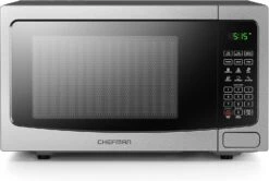 Chefman Countertop Microwave Oven 1.1 Cu. Ft. Digital Stainless Steel Microwave 1000 Watts With 6 Auto Menus, 10 Power Levels, Eco Mode, Memory, Mute Function, Child Safety Lock, Easy Clean