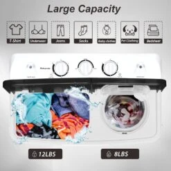 Spurgehom Mini Twin Tub Portable Washing Machine, 20 Lbs Large Capacity Washer And Dryer Combo For RV Camping, Apartment, Dormitory, Home, Washing Machine For Students & Tenants，Black -Appliantrix Cheap Store 81SYpKjkcWL. AC SL1500