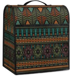 Bardic Ethnic Aztec Pattern Coffee Machine Dust Cover Ethnic Tribal Patterns Stand Mixer Dust Cover Stand Mixer Cover Waterproof,Easy To Clean,Multi-Pocket