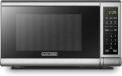 Black & Decker BLACK+DECKER EM720CB7 Digital Microwave Oven With Turntable Push-Button Door, Child Safety Lock, 700W, Stainless Steel, 0.7 Cu.ft