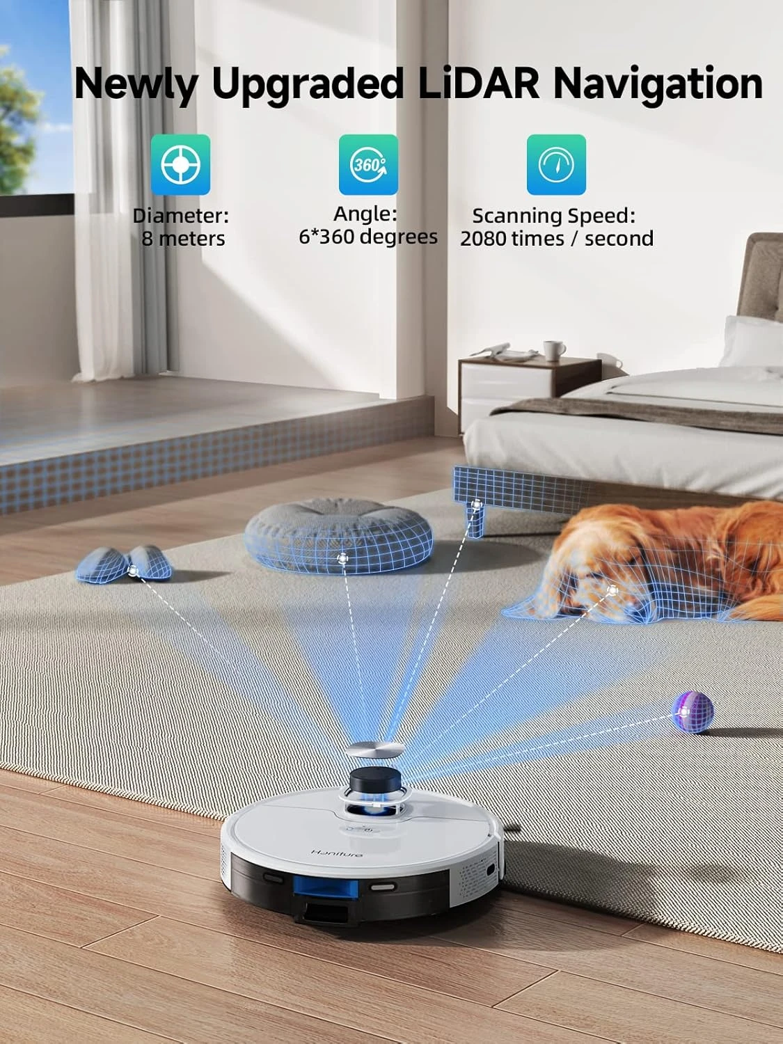 HONITURE Robot Vacuum And Mop Combo, Self Emptying Robotic Vacuum With Lidar Navigation, Smart App Mapping, 3500Pa Suction, Ideal For Pet Hair Carpet Hard Floor,Q6 SE 4 HONITURE Robot Vacuum And Mop Combo, Self Emptying Robotic Vacuum With Lidar Navigation, Smart App Mapping, 3500Pa Suction, Ideal For Pet Hair Carpet Hard Floor,Q6 SE - Image 4
