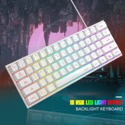 MageGee Mini 60% Gaming Keyboard, Upgrade RGB Backlit 61 Key Ultra-Compact Keyboard, TS91 Ergonomic Waterproof Mechanical Feeling Office Computer Keyboard For PC, MAC, PS4, Xbox ONE Gamer(White) -Appliantrix Cheap Store 81ja 3JjhFL. AC SL1500