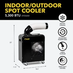 ProAire 5,300 BTU Portable Indoor Outdoor Air Conditioner/Spot Cooler Adjustable Air Flow, 360 Degree Wheels For Portability, Continuous Drainage Option. Ideal For Workshops, Garages, Patios And Sheds -Appliantrix Cheap Store 81m4ku5VWSL. AC SL1500