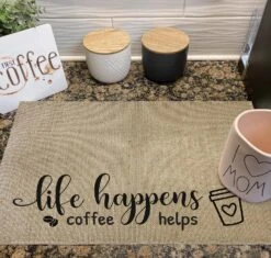 Funny Waterproof Coffee Bar Mat - Life Happens Coffee Helps, Farmhouse Burlap Coffee Bar Placemat With Fabric Backing Coffee Maker, Coffee Station Accessories Decor Coffee Lovers Gift 7 Funny Waterproof Coffee Bar Mat - Life Happens Coffee Helps, Farmhouse Burlap Coffee Bar Placemat With Fabric Backing Coffee Maker, Coffee Station Accessories Decor Coffee Lovers Gift -Appliantrix Cheap Store 81nuZ7 mQnL. AC SL1500