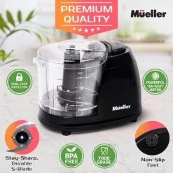 Mueller Mini Food Processor, Electric Food Chopper, 1.5-cup Meat Grinder, Mix, Chop, Mince And Blend Vegetables, Fruits, Nuts, Meats, Stainless Steel Blade, Black -Appliantrix Cheap Store 81o0pIukG L. AC SL1500