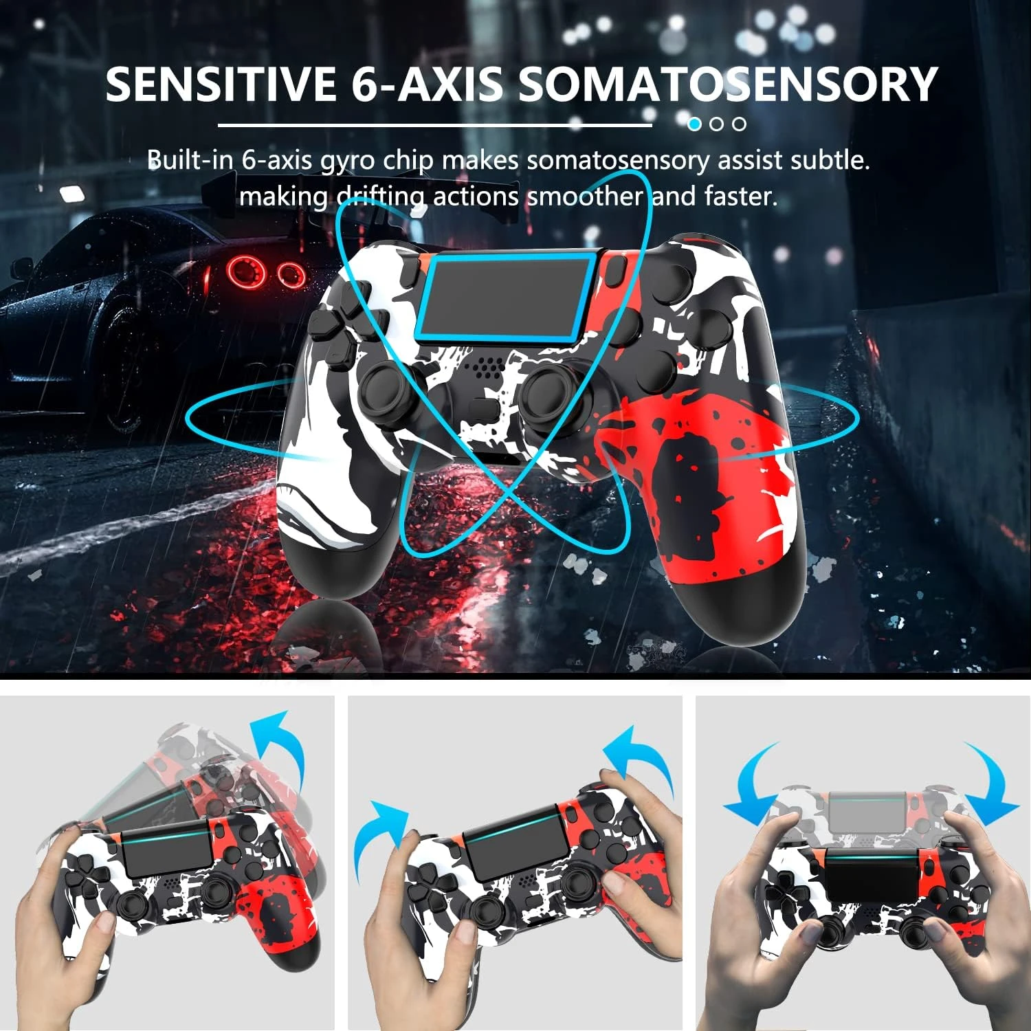 SZDILONG Wireless Controller For PS4 Gamepad Compatible With Playstation 4/Pro/Slim/PC,Double Shock/Bluetooth/Touchpad/Stereo Headphone Jack/Six-axis Motion Control/Charging Cable 3 SZDILONG Wireless Controller For PS4 Gamepad Compatible With Playstation 4/Pro/Slim/PC,Double Shock/Bluetooth/Touchpad/Stereo Headphone Jack/Six-axis Motion Control/Charging Cable - Image 3