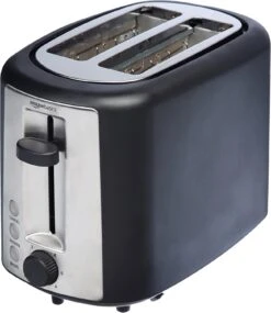 Amazon Basics 2 Slice, Extra-Wide Slot Toaster With 6 Shade Settings, Black & Silver