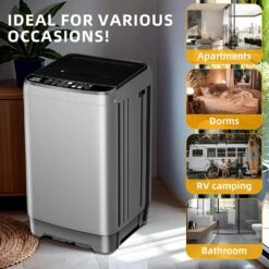 Full Automatic Washing Machine, AYCLIF 15.6 Lbs Top Load Portable Washer With Drain Pump,10 Wash Programs 8 Water Levels,for Dorm Apartment RV Full-Automatic Washing -Appliantrix Cheap Store 81ufNzx2ytL. AC SL1500