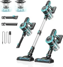 Foppapedretti Cordless Vacuum Cleaner, 6 In 1 Multifunction Cordless Stick Vacuum, 2200mAh Vacuum Cleaner Rechargeable, Lightweight Vacuum Cleaner Hardwood Floor Pet Hair Home Rd08