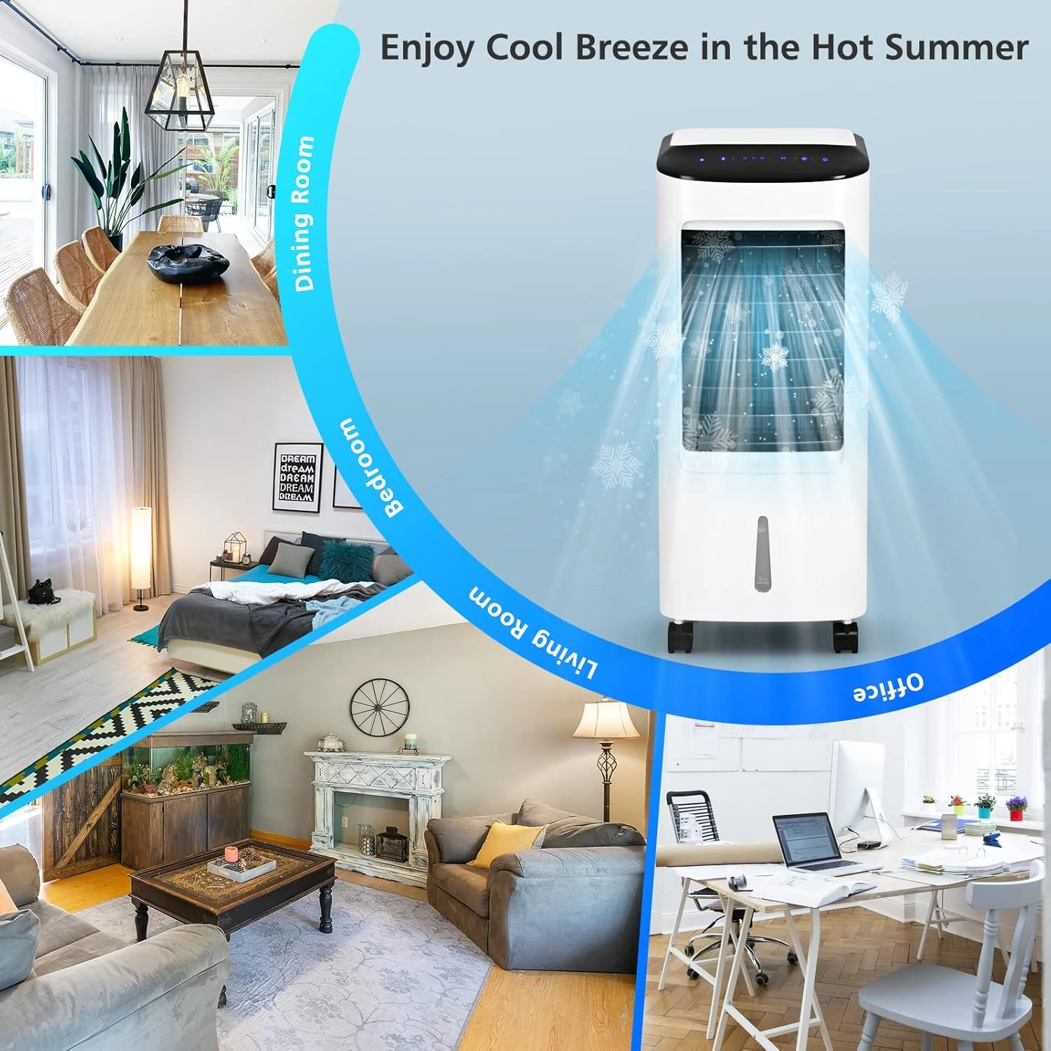 PETSITE Evaporative Air Cooler, Cold Air Cooling Fan With Remote Control, 3 Modes, 3 Speeds, 2 Ice Packs, 7.5H Timer, Portable Air Conditioner Windowless, Personal Swamp Cooler For Bedroom Home Dorm 7 PETSITE Evaporative Air Cooler, Cold Air Cooling Fan With Remote Control, 3 Modes, 3 Speeds, 2 Ice Packs, 7.5H Timer, Portable Air Conditioner Windowless, Personal Swamp Cooler For Bedroom Home Dorm - Image 7