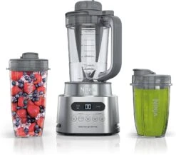 Ninja SS151 TWISTi Blender DUO, High-Speed 1600 WP Smoothie Maker & Nutrient Extractor* 5 Functions Smoothie, Spreads & More, SmartTORQUE, 34-oz. Pitcher & (2) To-Go Cups, Gray