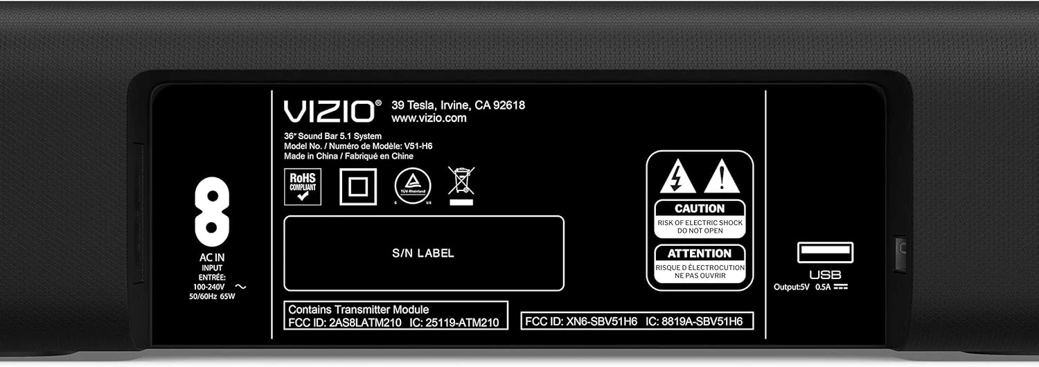 VIZIO V-Series 5.1 Home Theater Sound Bar With Dolby Audio, Bluetooth, Wireless Subwoofer, Voice Assistant Compatible, Includes Remote Control - V51x-J6 16 VIZIO V-Series 5.1 Home Theater Sound Bar With Dolby Audio, Bluetooth, Wireless Subwoofer, Voice Assistant Compatible, Includes Remote Control - V51x-J6 - Image 16