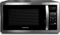 Farberware Countertop Microwave 1000 Watts, 1.1 Cu Ft - Microwave Oven With LED Lighting And Child Lock - Perfect For Apartments And Dorms - Easy Clean Stainless Steel