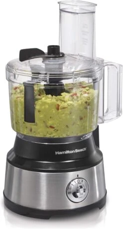 Hamilton Beach Food Processor & Vegetable Chopper For Slicing, Shredding, Mincing, And Puree, 10 Cups + Easy Clean Bowl Scraper, Stainless Steel (70730)