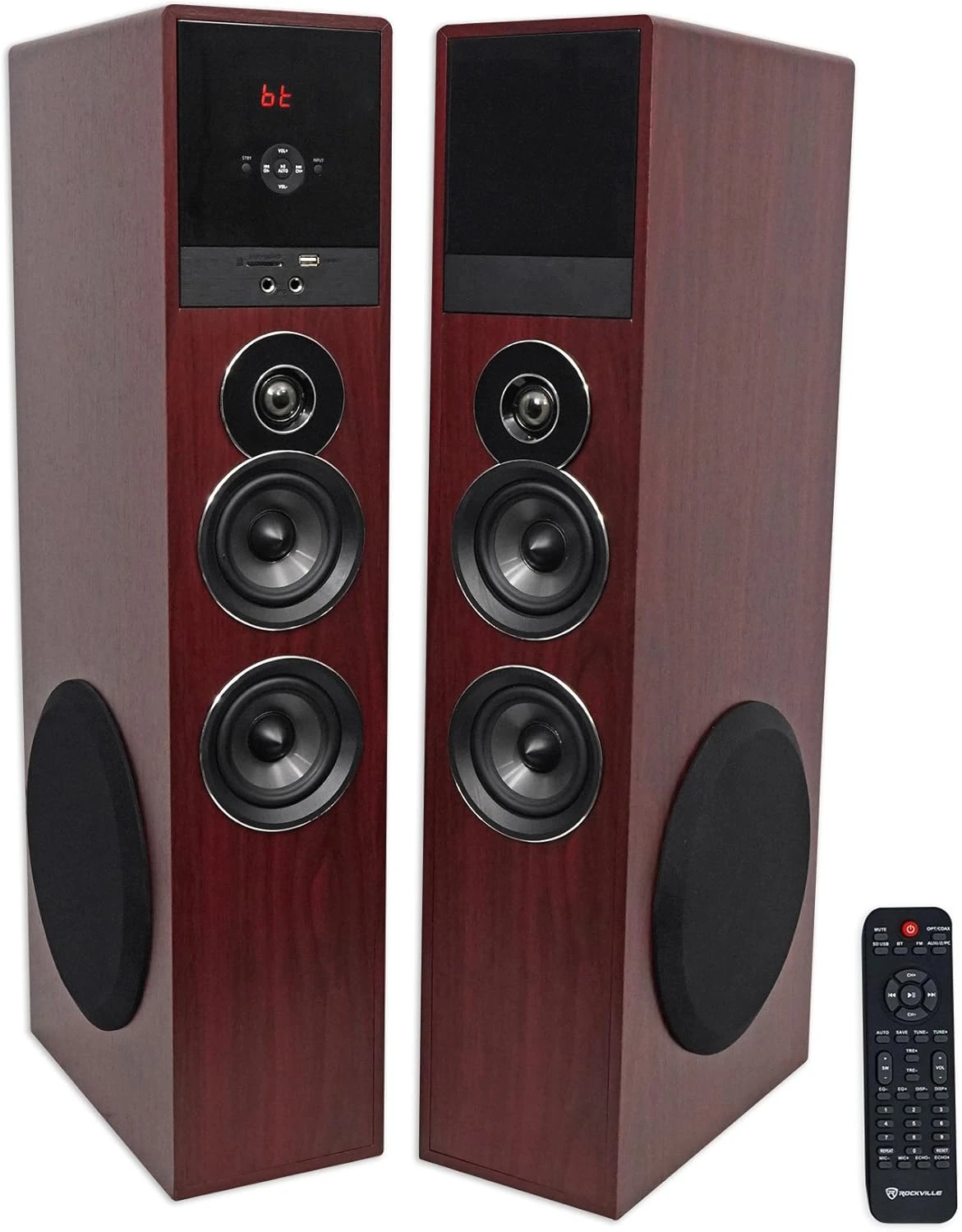 Rockville TM80C Cherry Powered Home Theater Tower Speakers 8" Sub/Bluetooth/USB 1 Rockville TM80C Cherry Powered Home Theater Tower Speakers 8" Sub/Bluetooth/USB