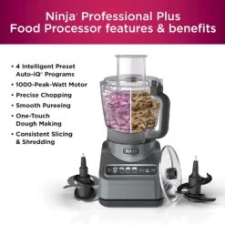Ninja BN601 Professional Plus Food Processor, 1000 Peak Watts, 4 Functions For Chopping, Slicing, Purees & Dough With 9-Cup Processor Bowl, 3 Blades, Food Chute & Pusher, Silver -Appliantrix Cheap Store 81yQjN5q0LL. AC SL1500